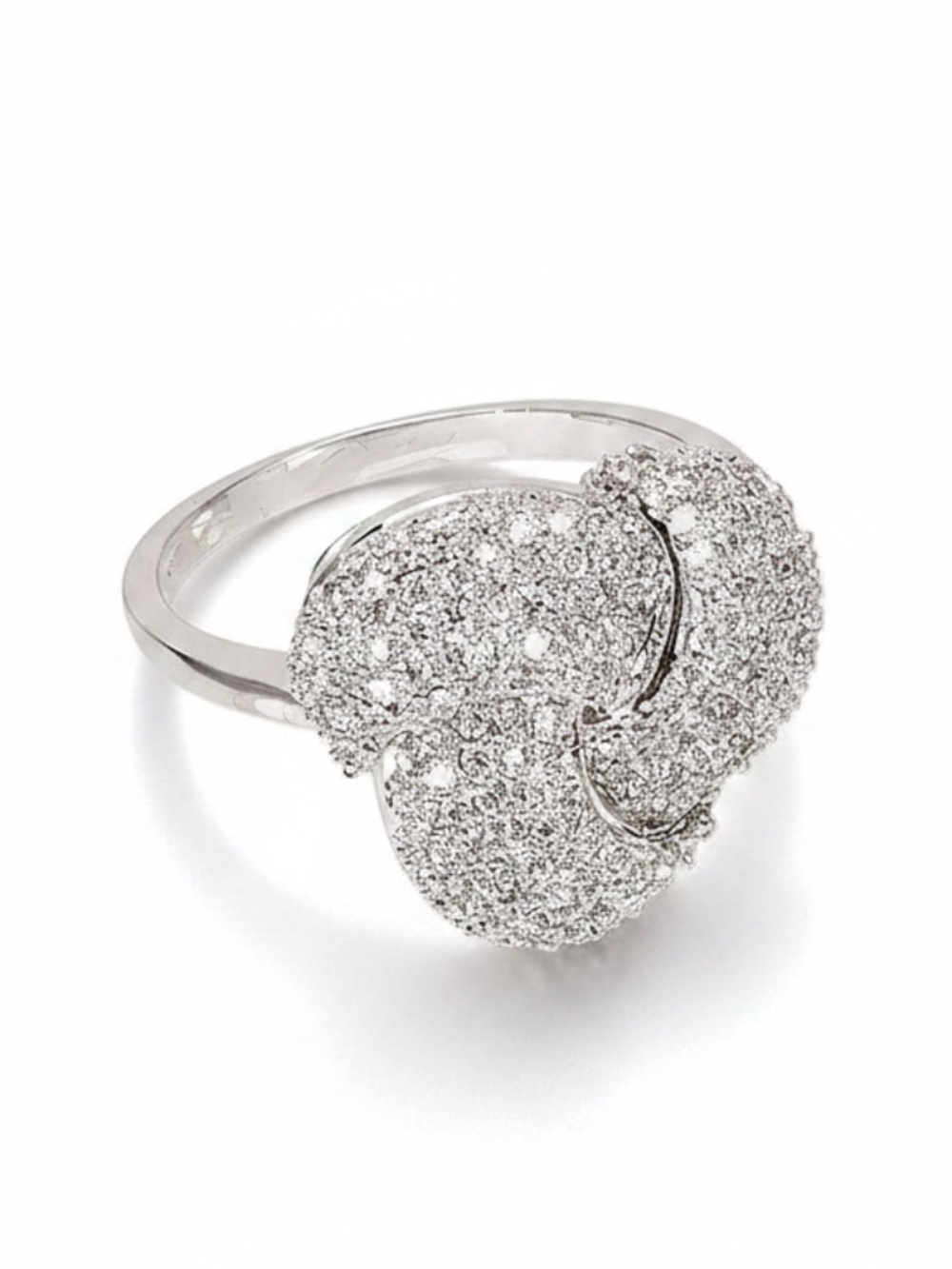 Womens Silver Tone Zirconia Knot‎ Statement Ring Size 8